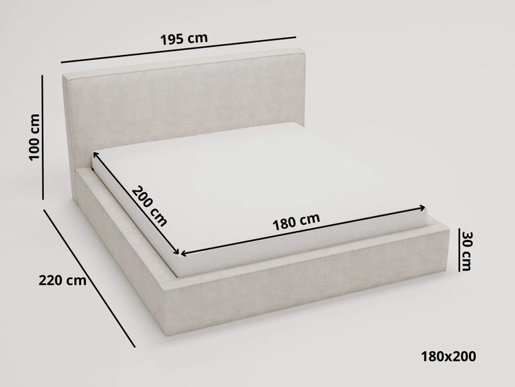 Polsterbett mit Bettkasten und Lattenrost 180x200 Monaco Creme