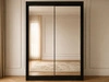 Schiebetürenschrank 150 cm mit Spiegel und LED-Beleuchtung Luzio Schwarz