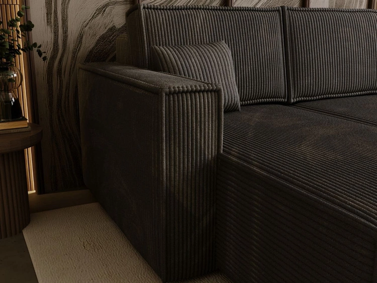 Modernes Ecksofa mit Schlaffunktion und Stauraum Prato L Dunkelgrau