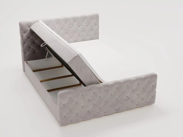 Boxspringbett mit Bettkasten 140x200 Lunaris Hellgrau