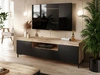 Wohnzimmer-Set – TV-Schrank und Kommode auf schwarzen Füßen Asumi Schwarz und Eiche Wotan