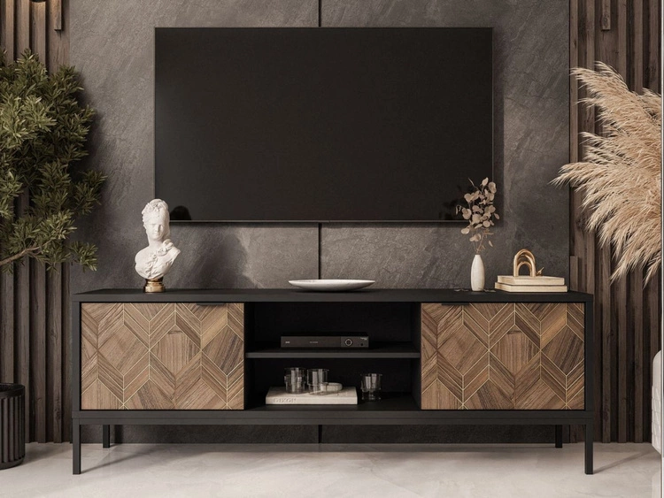 TV-Lowboard mit Türen Tavio Schwarz