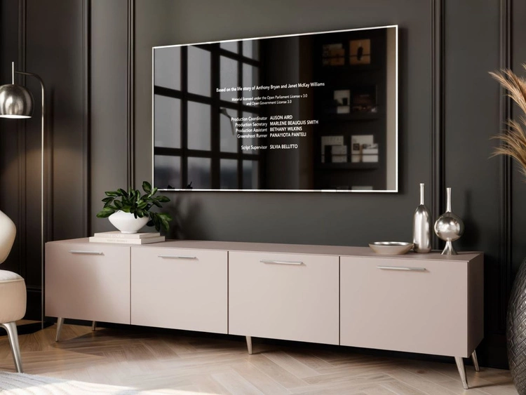 TV-Lowboard mit Türen auf Silbernen Metallbeinen 200 cm Noaé Kaschmir