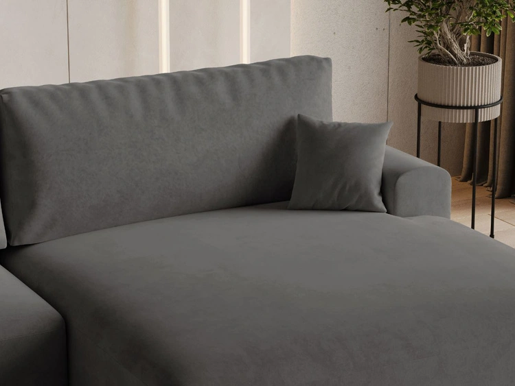 Ecksofa L-Form mit Schlaffunktion und Bettkasten Serene Rechts Dunkelgrau