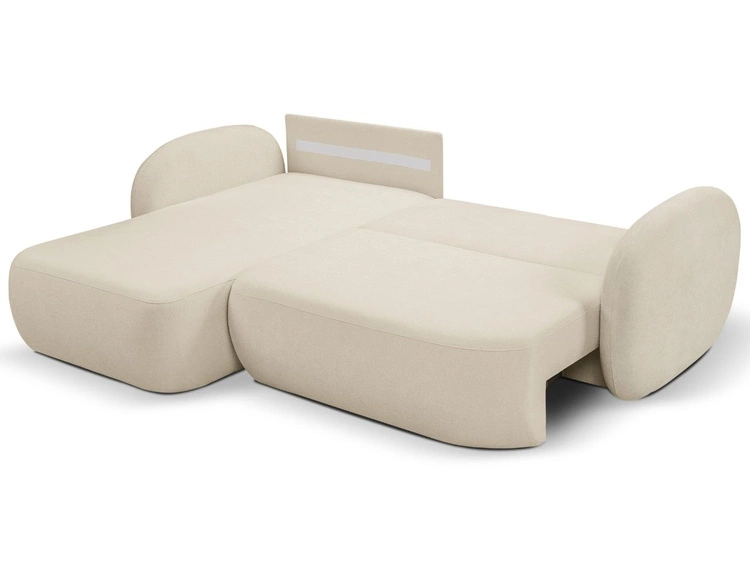 Ecksofa L-Form Links mit Schlaffunktion und Bettkasten Oreo Beige