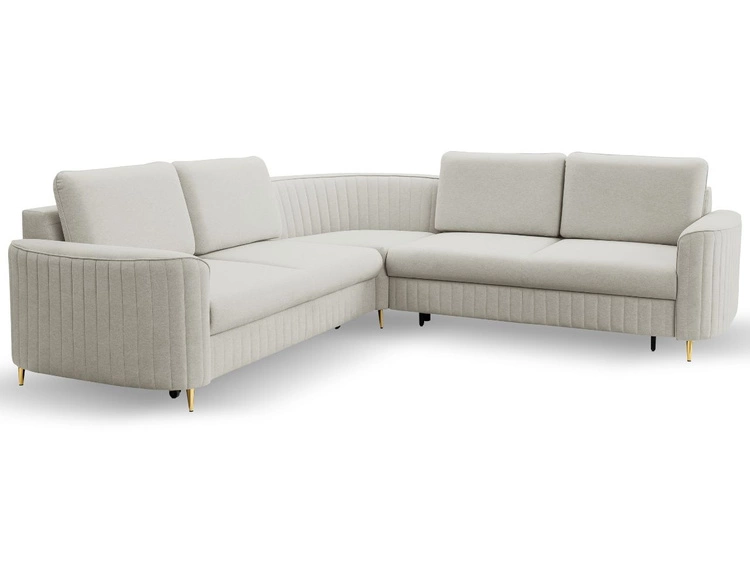 Ecksofa L-Form Links mit Schlaffunktion und Bettkasten Limon Hellgrau