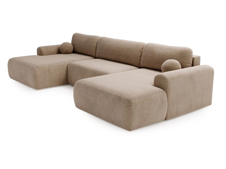 Wohnlandschaft mit Schlaffunktion und Bettkasten Savana Dunkelbeige