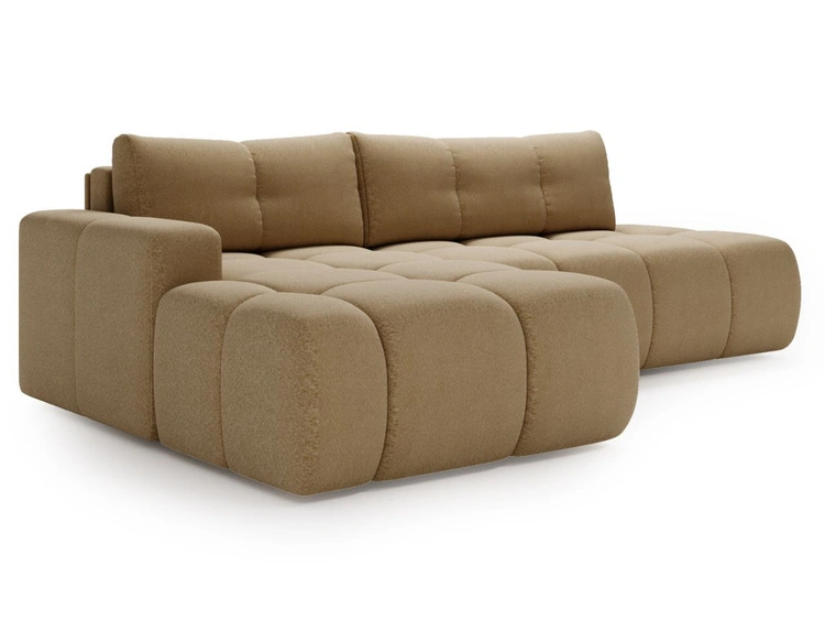 Ecksofa L-Form Links mit Schlaffunktion und Bettkasten Montero Hellbraun