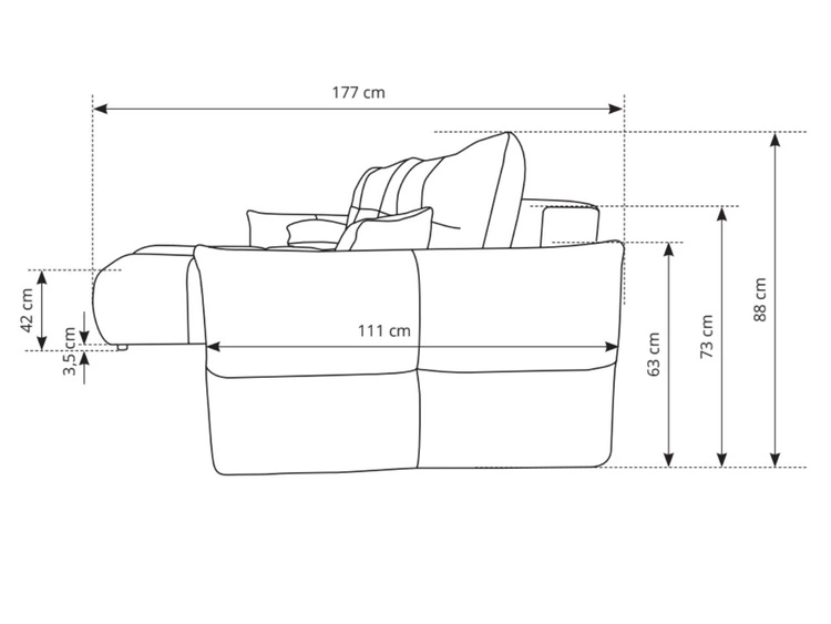 Ecksofa L-Form mit Schlaffunktion und Bettkasten Bene Grün