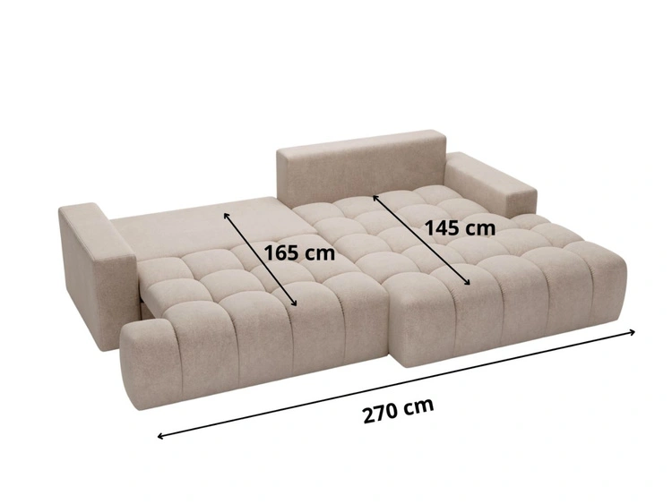 Ecksofa L-Form mit Schlaffunktion und Bettkasten Havi Links Hellgrau