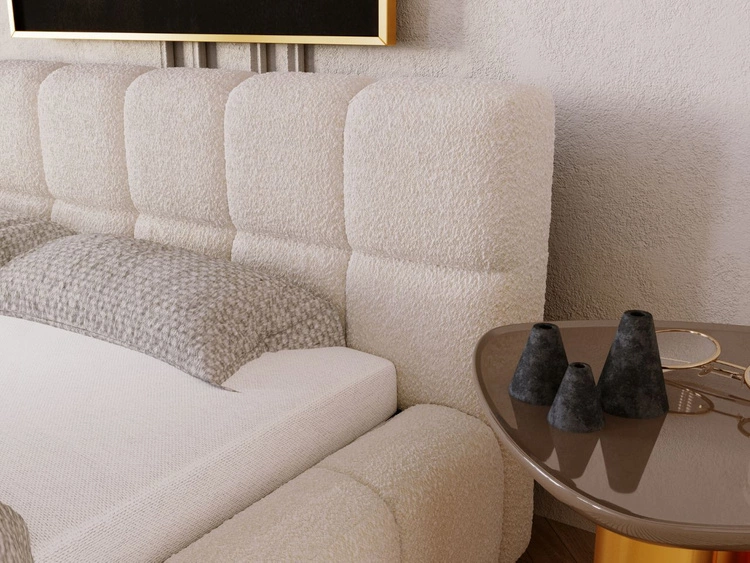 Polsterbett mit Bettkasten und Lattenrost 180x200 Alicante Boucle Beige