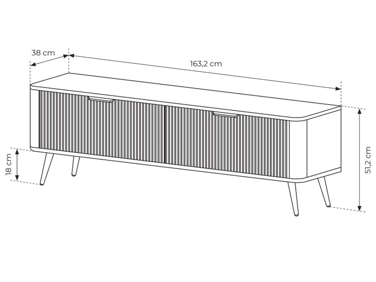 TV-Lowboard mit Türen 163 cm Latina Weiß