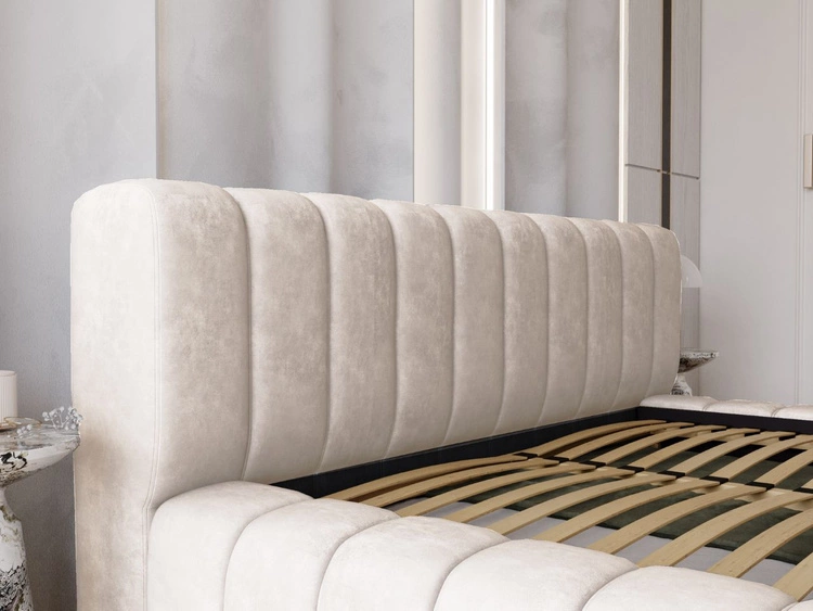 Polsterbett mit Bettkasten und Lattenrost 140x200 Italia Creme