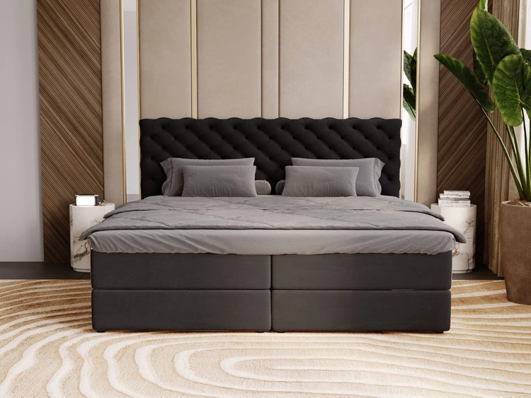 Boxspringbett mit Bettkasten 160x200 Bergamo Schwarz