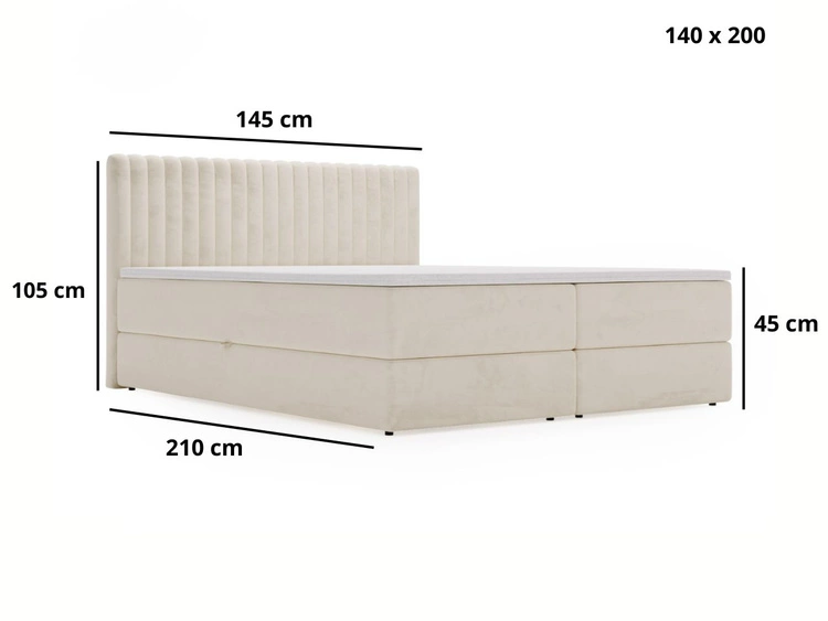 Boxspringbett mit Bettkasten 140x200 Marbella Anthrazit