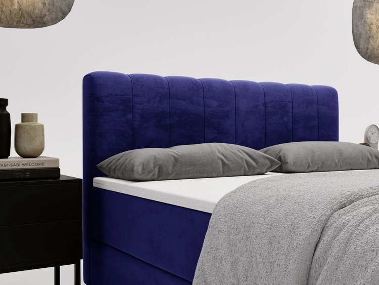 Boxspringbett mit Bettkasten 140x200 Forte Dunkelblau