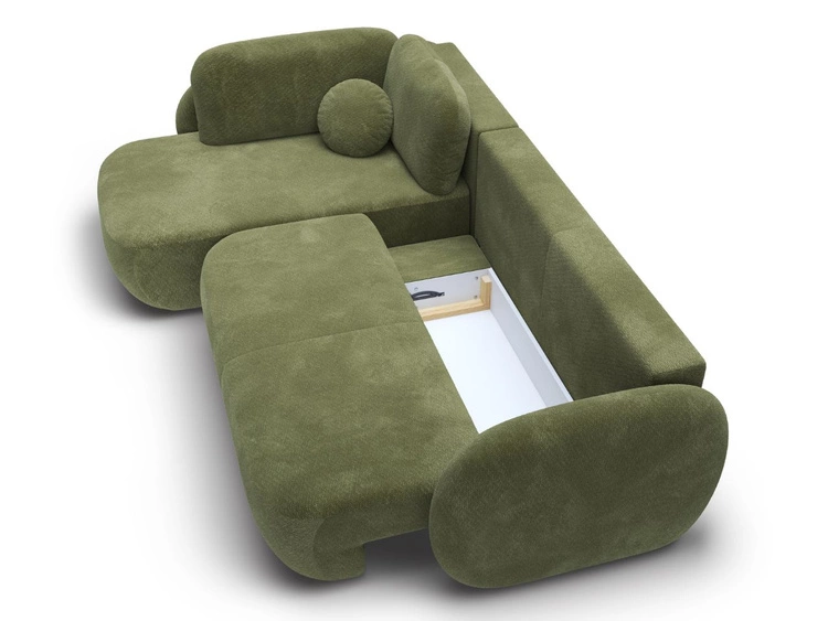 Ecksofa mit Schlaffunktion und Bettkasten Links Carino Grün