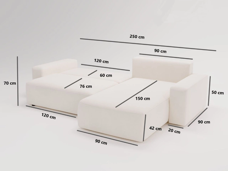 Ecksofa L-Form Links mit Schlaffunktion und Bettkasten Tazones Dunkelgrau