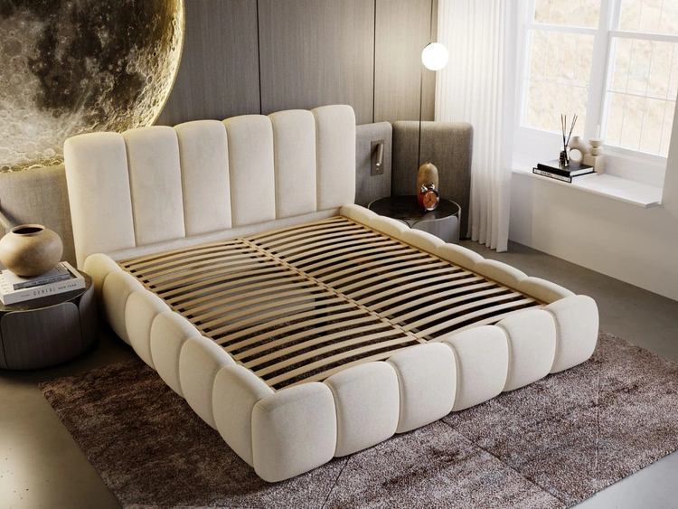 Polsterbett Ohne Bettkasten mit Lattenrost 200x200 Cloud Beige