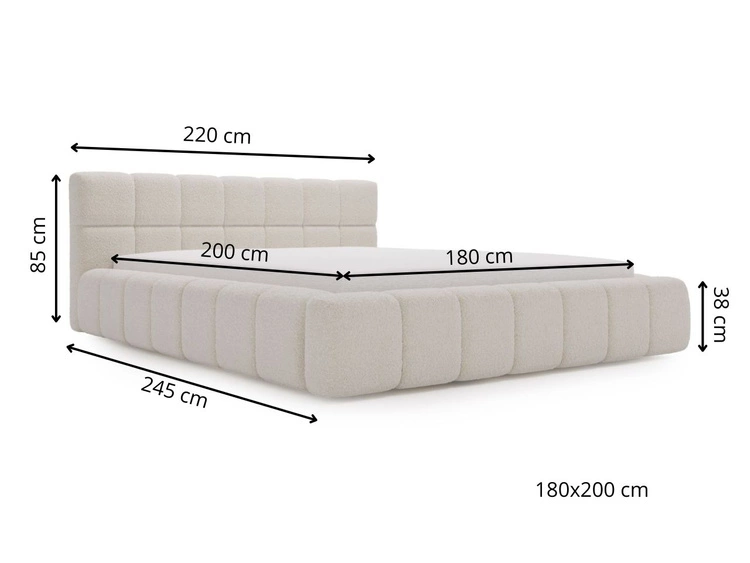 Polsterbett mit Bettkasten und Lattenrost 180x200 Alicante Boucle Braun
