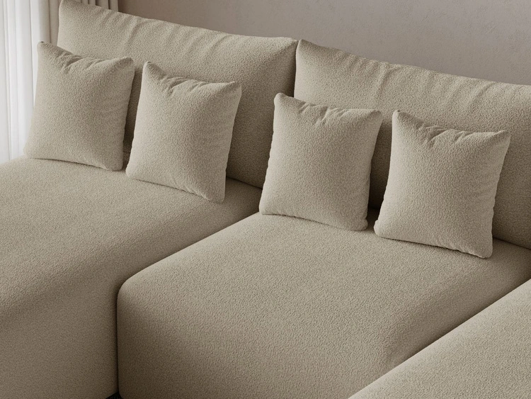 Ecksofa U mit Schlaffunktion und Bettkasten Ronni Beige