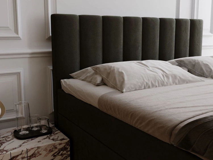 Boxspringbett mit Bettkasten 140x200 Mocca Dunkelgrau