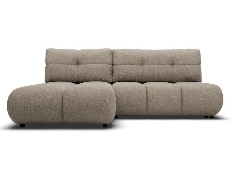 Ecksofa mit Schlaffunktion und Bettkasten Links Milet Hellgrau
