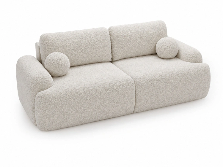 Sofa mit Schlaffunktion und Bettkasten Aurio Creme