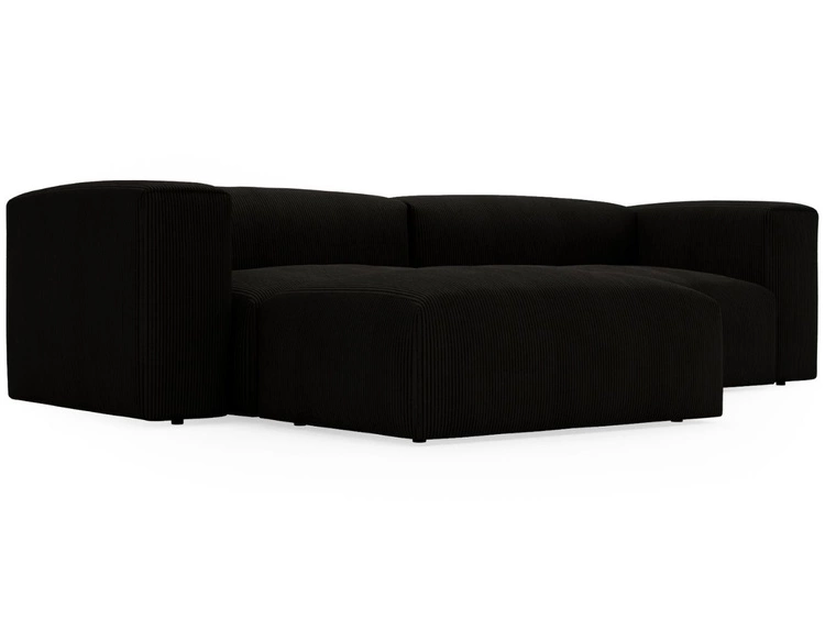 Ecksofa L-Form Links Moderne Cord Ecksofa Landi Schwarz