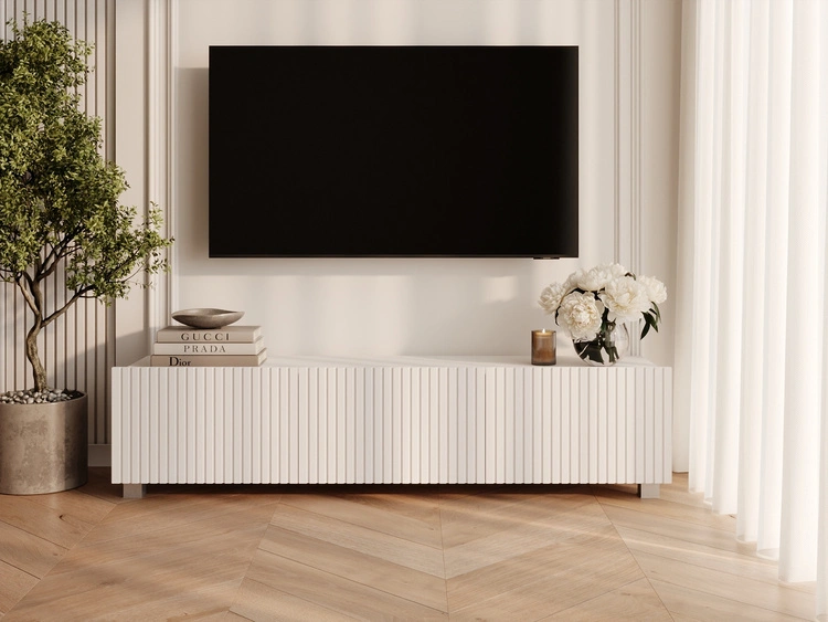 TV-Lowboard mit Türen 150 cm Kioto Weiß matt