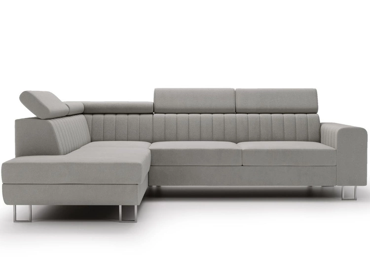 Ecksofa mit Schlaffunktion und Bettkasten Berona links Grau