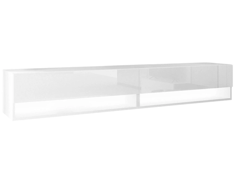 Hänge TV-Schrank 180 cm für Wohnzimmer mit LED-Beleuchtung Aurelie Weiß Hochglanz