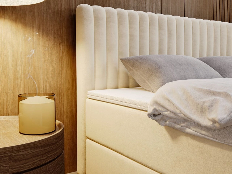 Boxspringbett mit Bettkasten 160x200 Marbella Beige