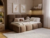 Gepolstertes Jugend-Einzelbett mit Bettkasten und Holzrost 90x200 Modo One Links Braun