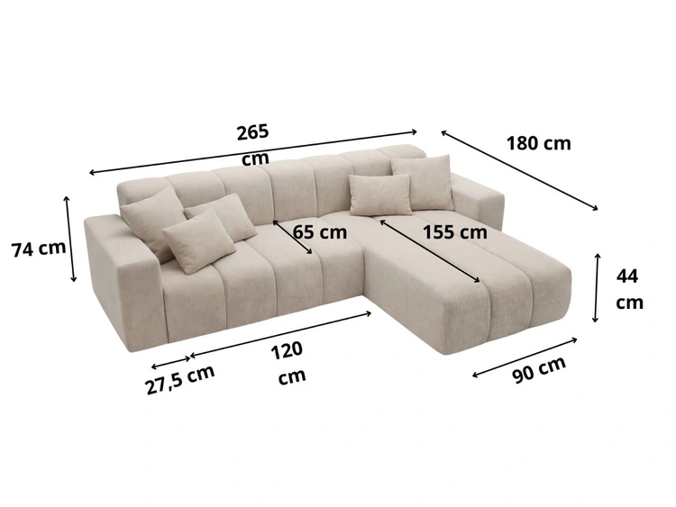Ecksofa L-Form Rechts Nork Beige