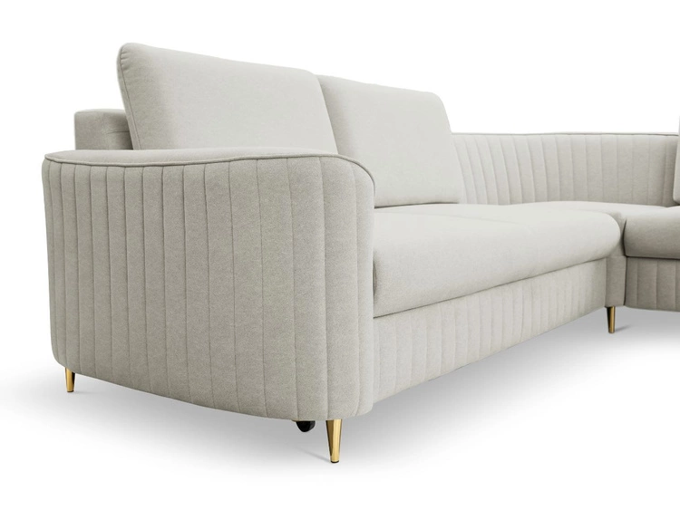 Ecksofa L-Form Links mit Schlaffunktion und Bettkasten Limon Hellgrau