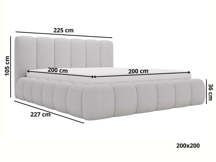 Polsterbett mit Bettkasten und Lattenrost 200x200 Cloud Bouclé-Stoff Braun