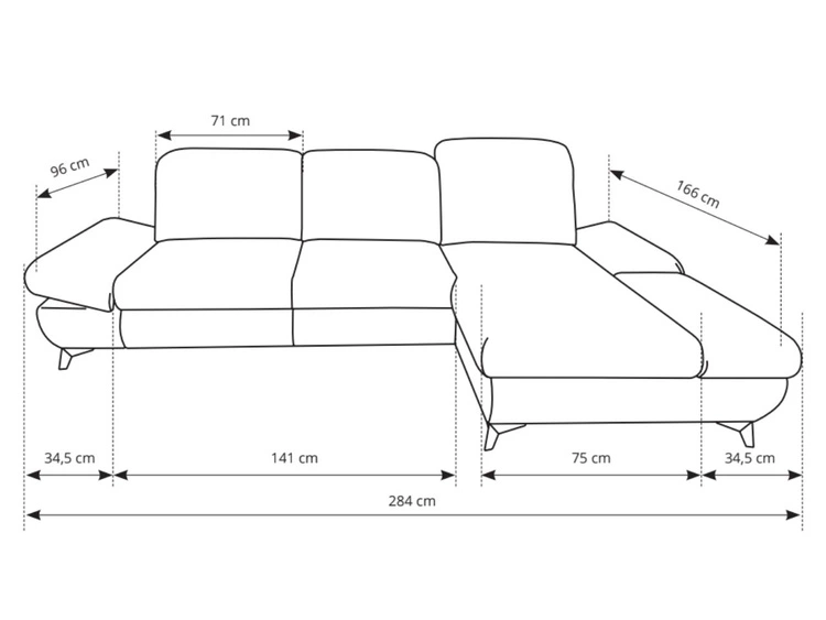 Ecksofa L-Form Rechts mit Schlaffunktion und Bettkasten Hannover Orange
