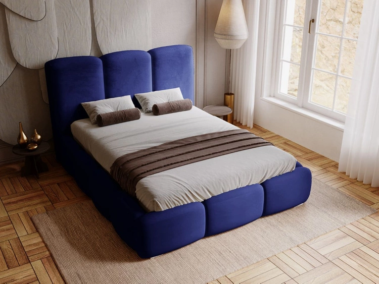 Polsterbett mit Bettkasten und Lattenrost 120x200 Bubble Blau