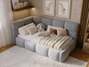 Gepolstertes Jugend-Einzelbett mit Bettkasten und Holzrost 90x200 Modo One Rechts Grau