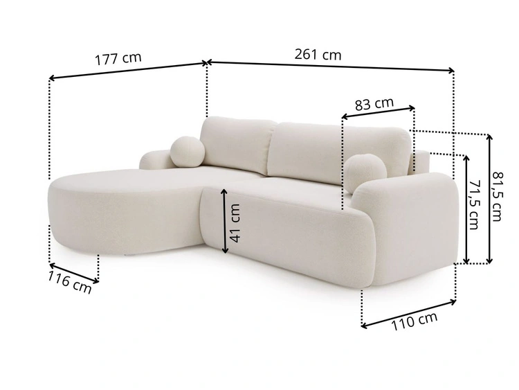Ecksofa L-Form Rechts mit Schlaffunktion und Bettkasten Aurio Grau
