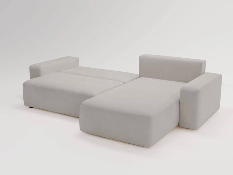 Ecksofa L-Form Rechts mit Schlaffunktion und Bettkasten Tazones Hellgrau