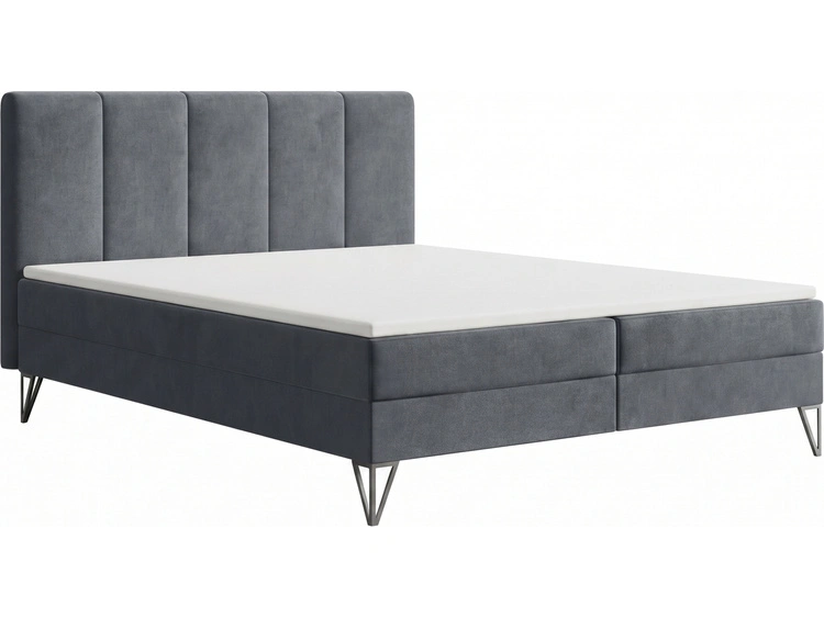 Boxspringbett mit Bettkasten 140x200 Vendi grau