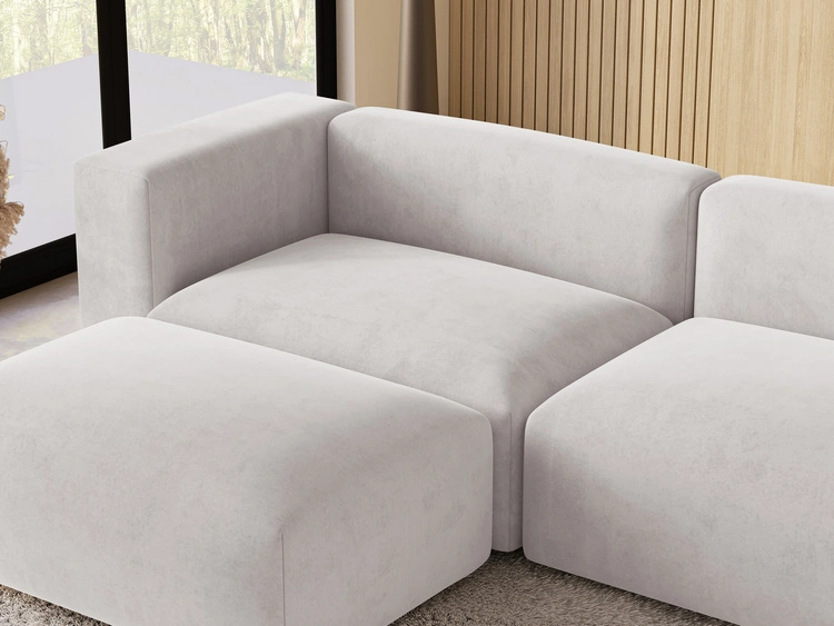 Ecksofa L-Form Links Moderne Cord Ecksofa Landi Grau