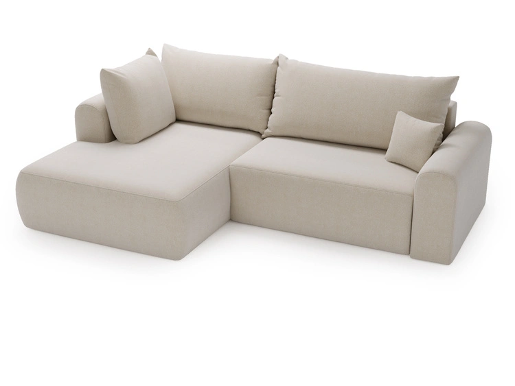 Ecksofa L-Form mit Schlaffunktion und Bettkasten Savana Bis Hellbeige