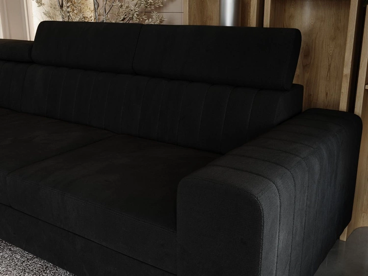 Ecksofa mit Schlaffunktion und Bettkasten Berona links Schwarz