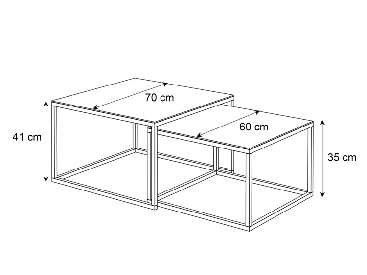 Couchtisch auf schwarzem Gestell mit Glasplatte Asumi Schwarz 35x41