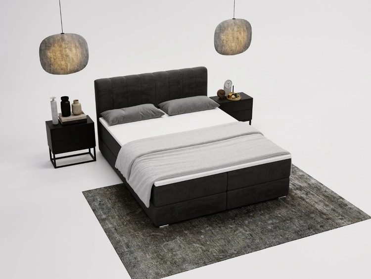 Boxspringbett mit Bettkasten 140x200 Forte Schwarz