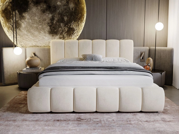 Polsterbett Ohne Bettkasten mit Lattenrost 200x200 Cloud Beige