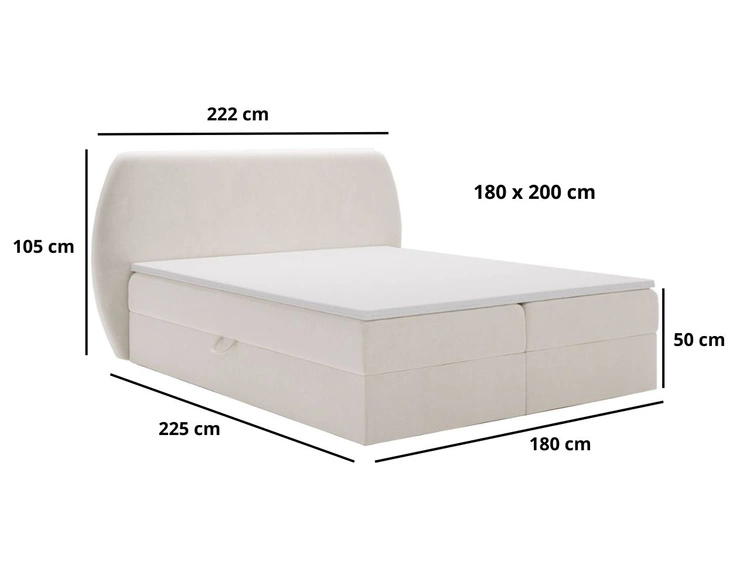 Boxspringbett mit Bettkasten 180x200 Bogota Hellgrau